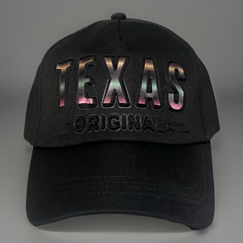 Robin Ruth Black Texas Laser Beam Cap Baseball Hat Iridescent Adjustable NWT